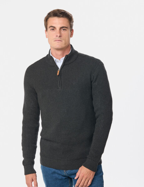BUZO TEJIDO MEDIO CIERRE CON ESTRUCTURA Gris Oscuro