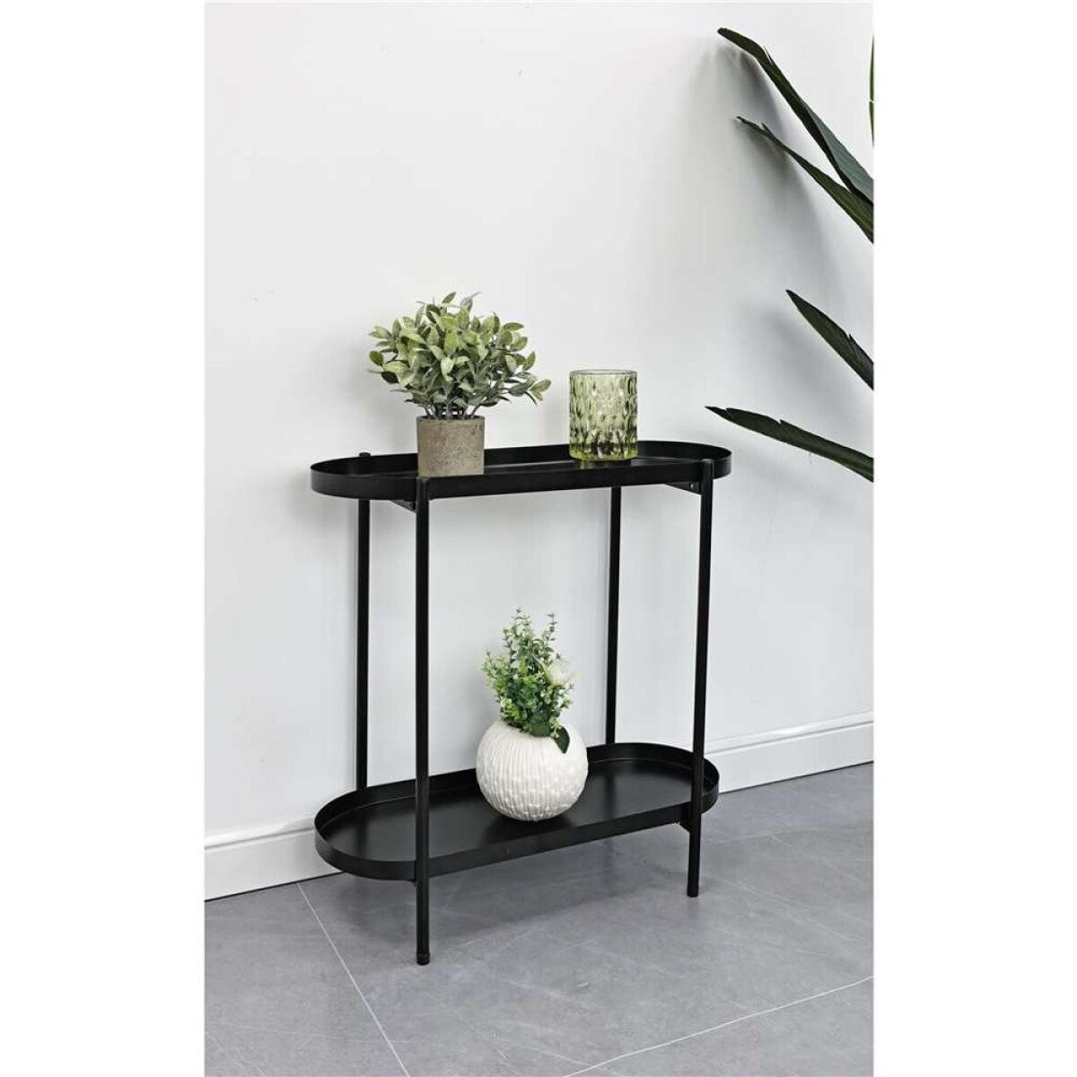 Consola 2 Niveles 54X25X56Cm - Metal Negro 