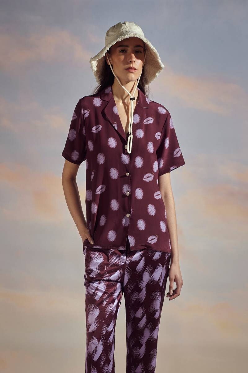 Camisa Cabarete Dot Burdeo 