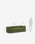 Sofá Blok 3 plazas pana gruesa verde 240 cm
