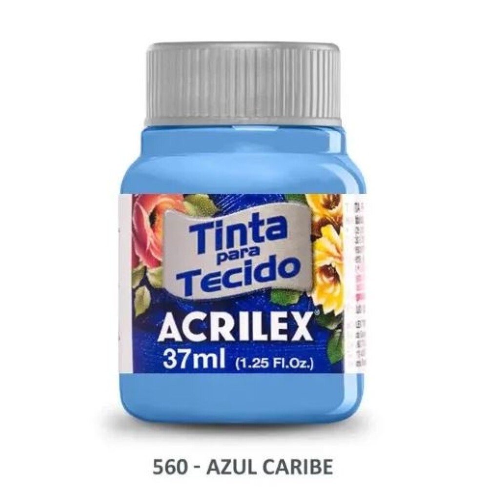 Pintura ParaTela 37 Ml. 560 Azul Caribe Acrilex #PINTURA PARA TELA ACRILEX 37 ML. 560 AZUL CARIBE