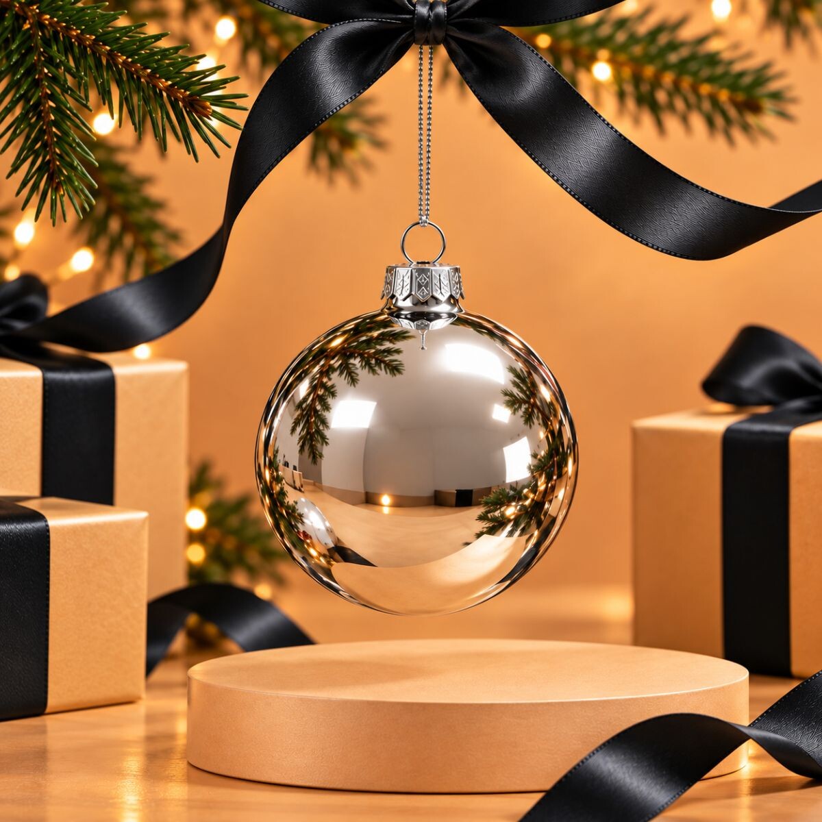 Esfera de Navidad Plateada Metalizada 