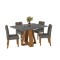 Juego De Comedor - 4 Sillas + Mesa Tapa De Vidrio - Celeste Gris / Gris