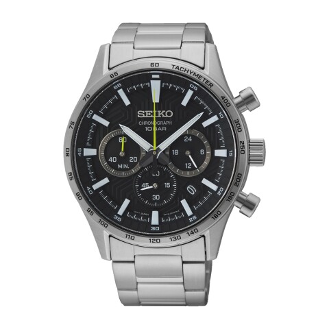 Reloj Seiko SSB413P1 para hombre con correa de acero Negro