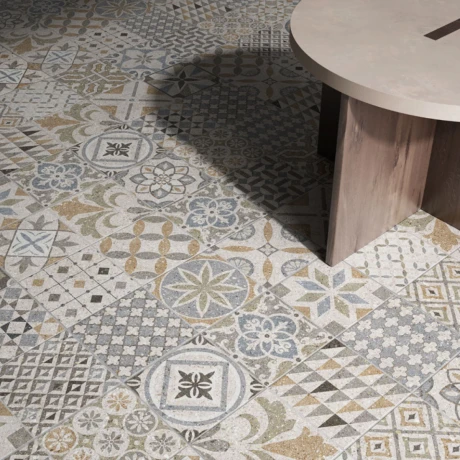 Porcelanato Patchwork Rustico Mate 60X60Cm Piso GAMAS DE BEIGE