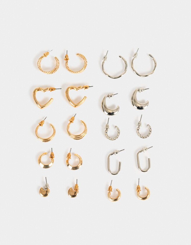 Aros Argollas Set Metal Aros Argollas Sets - Combinacion Bicolor