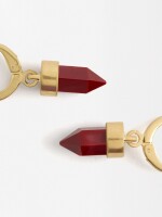 Aros Con Colgante Efecto Piedra burdeos