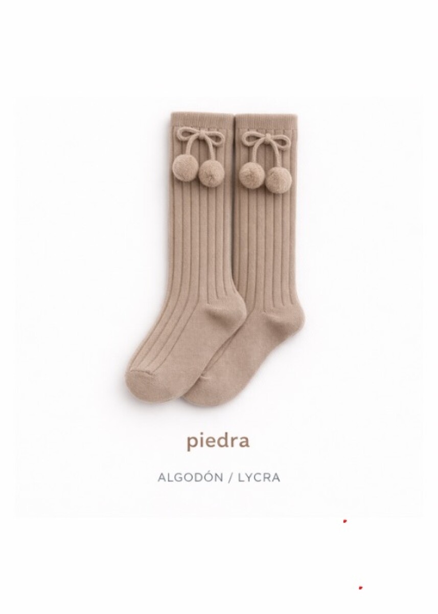 Calcetín alto canalé con borla piedra - Piedra 