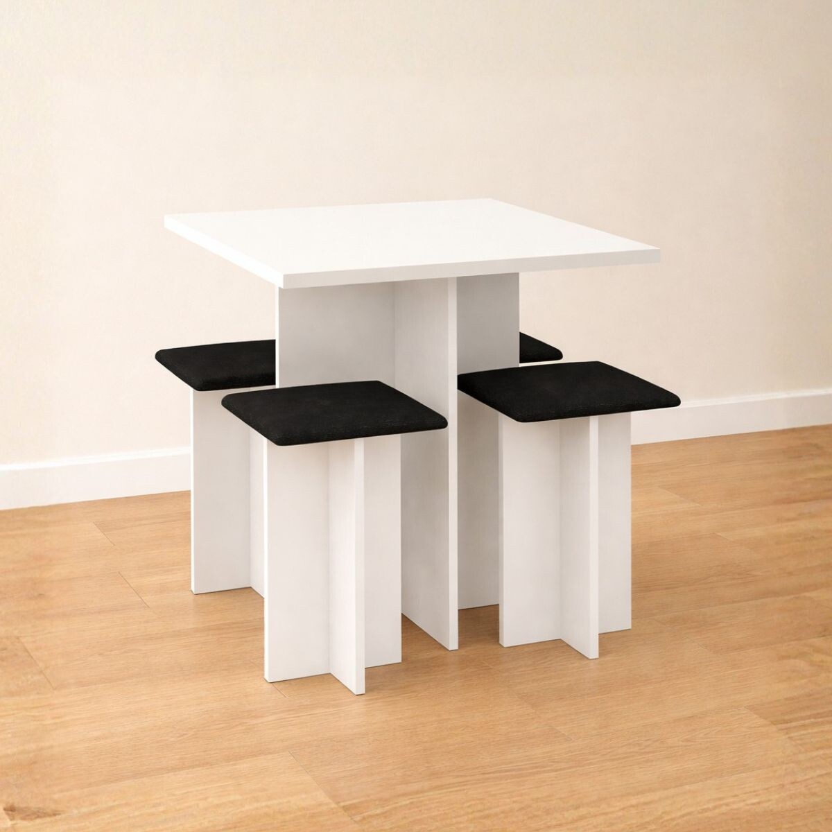 JUEGO DE COMEDOR - 4 BANCOS - BLANCO 