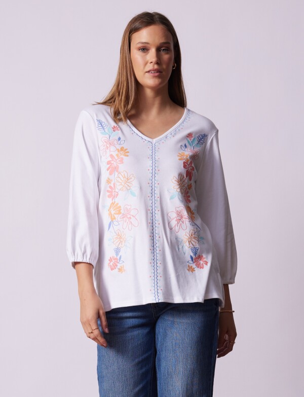 Blusa Bordada BLANCO/MULTI