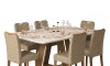 Juego De Comedor - 6 Sillas + Mesa Vidrio - Celeste Marrón | Beige