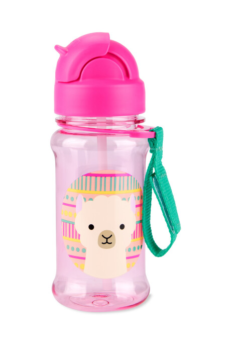 Botella de plástico Tritan, con sorbito, diseño llama Botella de plástico Tritan, con sorbito, diseño llama