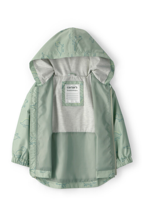 Campera impermeable, verde, diseño dinos Campera impermeable, verde, diseño dinos