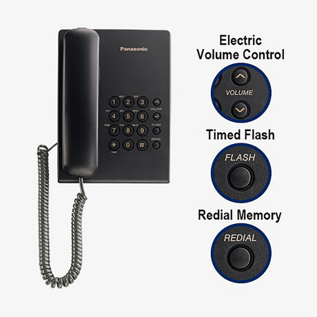Panasonic - Teléfono Fijo KX-TS500 - Control de Volumen. Destello Cronometrado. Rellamada. 001
