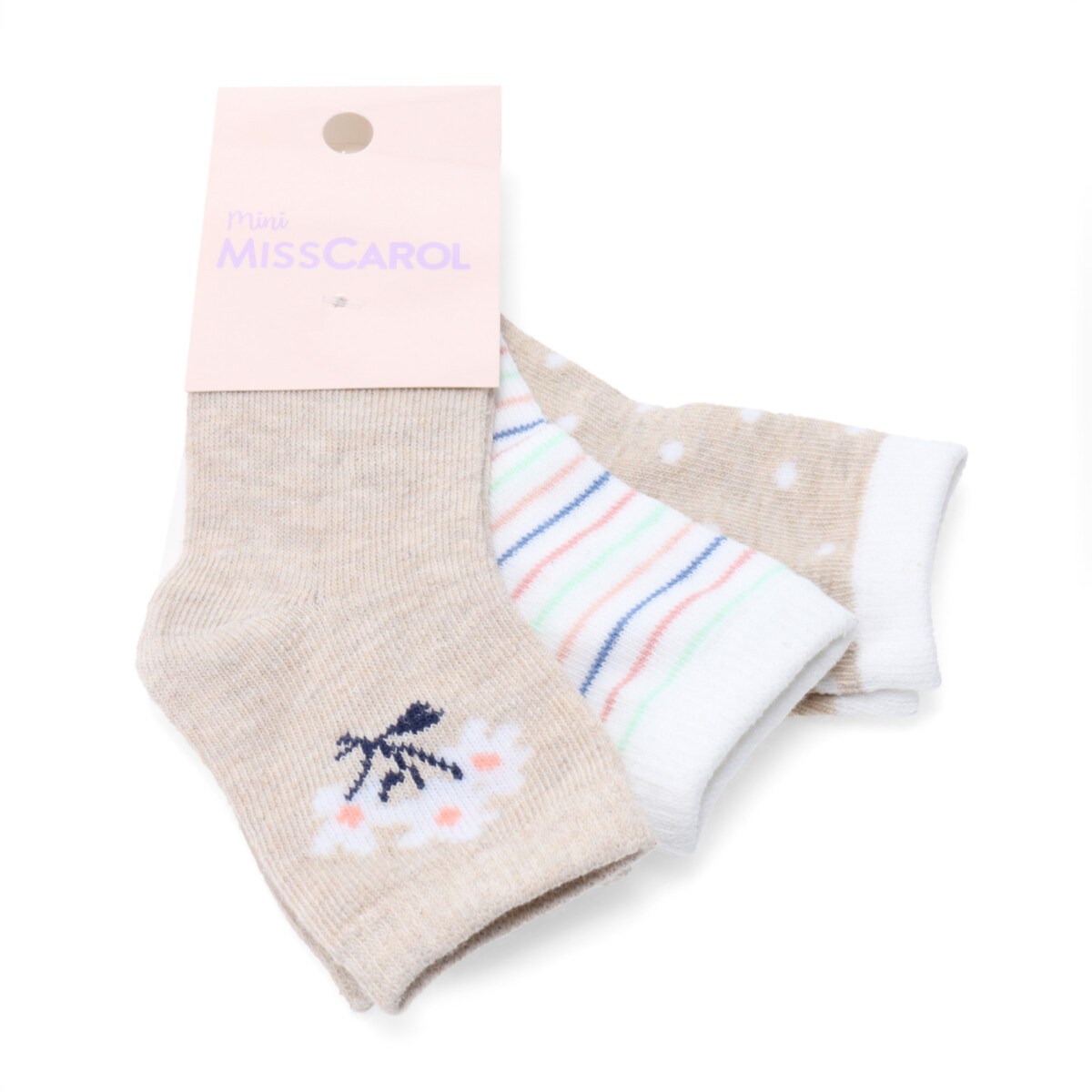 Medias Mini Miss Carol Media bebe pack X3 12 - Beige Melange 