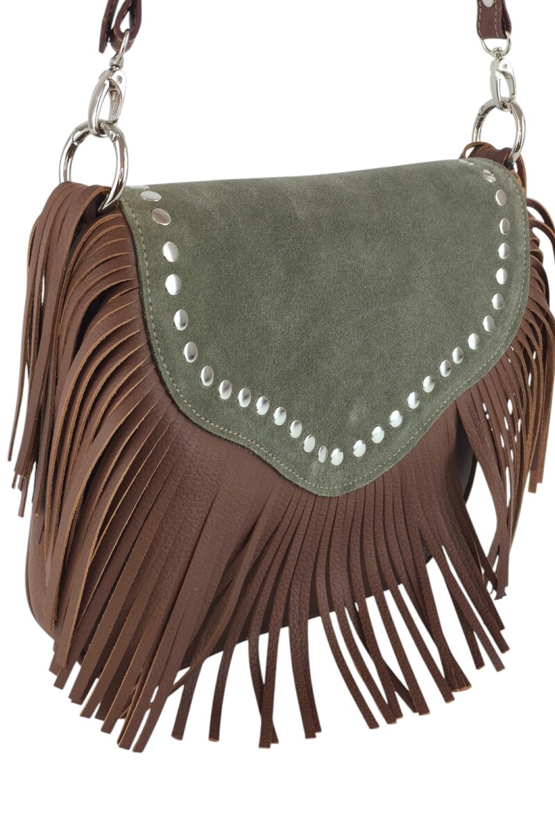 Cartera con flecos y solapa Verde