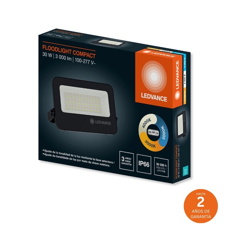FOCO LED LEDVANCE OSRAM COMPACT G2 IP65 30W Foco LED LEDVANCE Compact IP65 30W CCT Negro