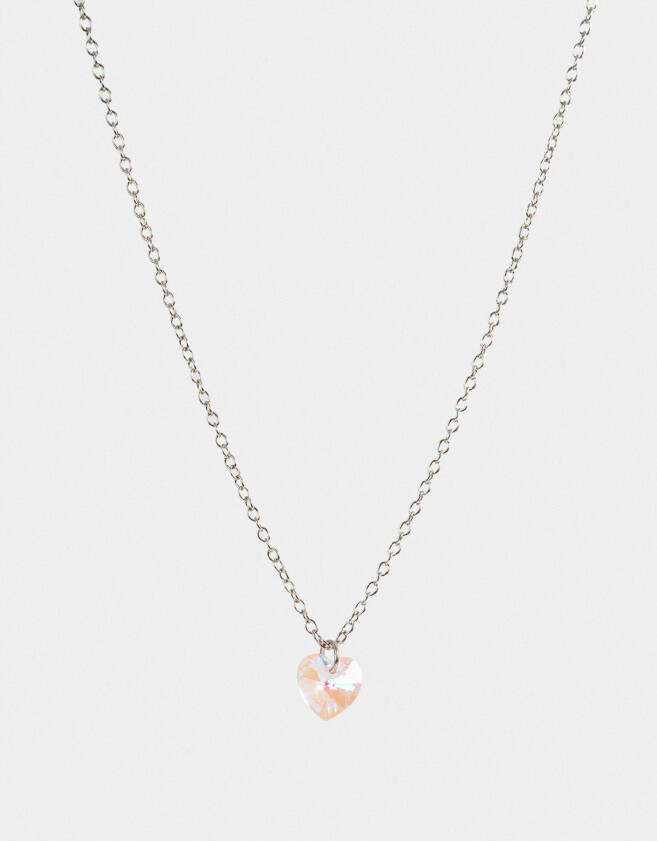 Cadena Corta con Dije Strass Corazón Cadena Con Dije De Corazón - Plateado
