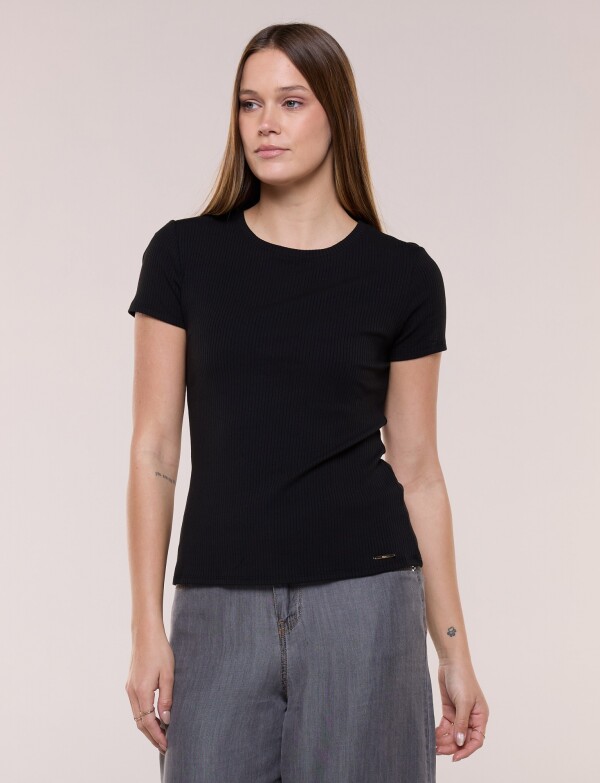 Remera Básica Ribs NEGRO