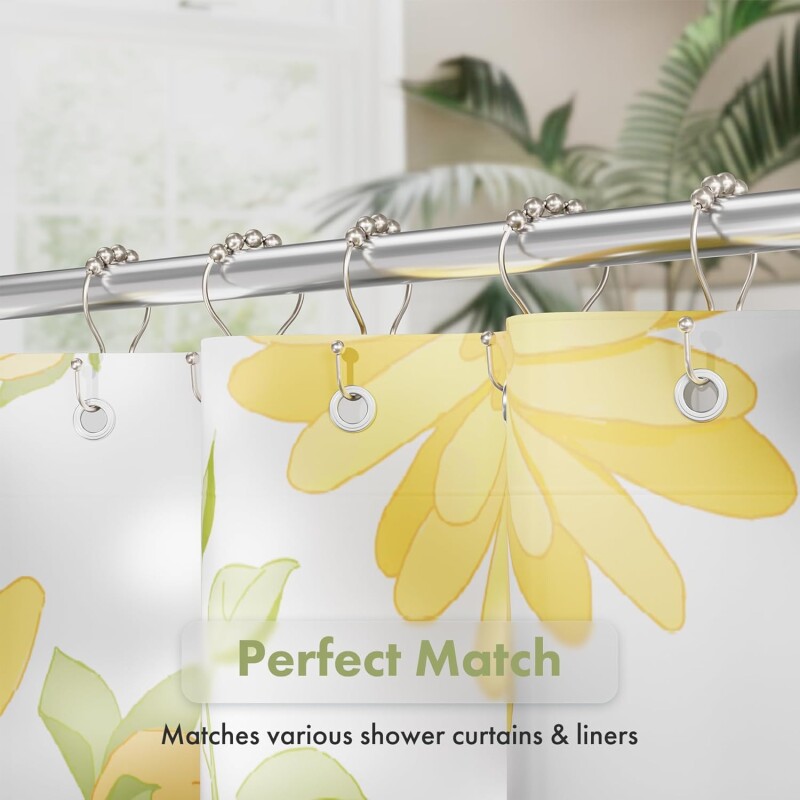 Set de 12 ganchos para cortinas de baño plata