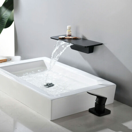 Griferia Cascada Con Volante De Mesada, Negro Mate NEGRO
