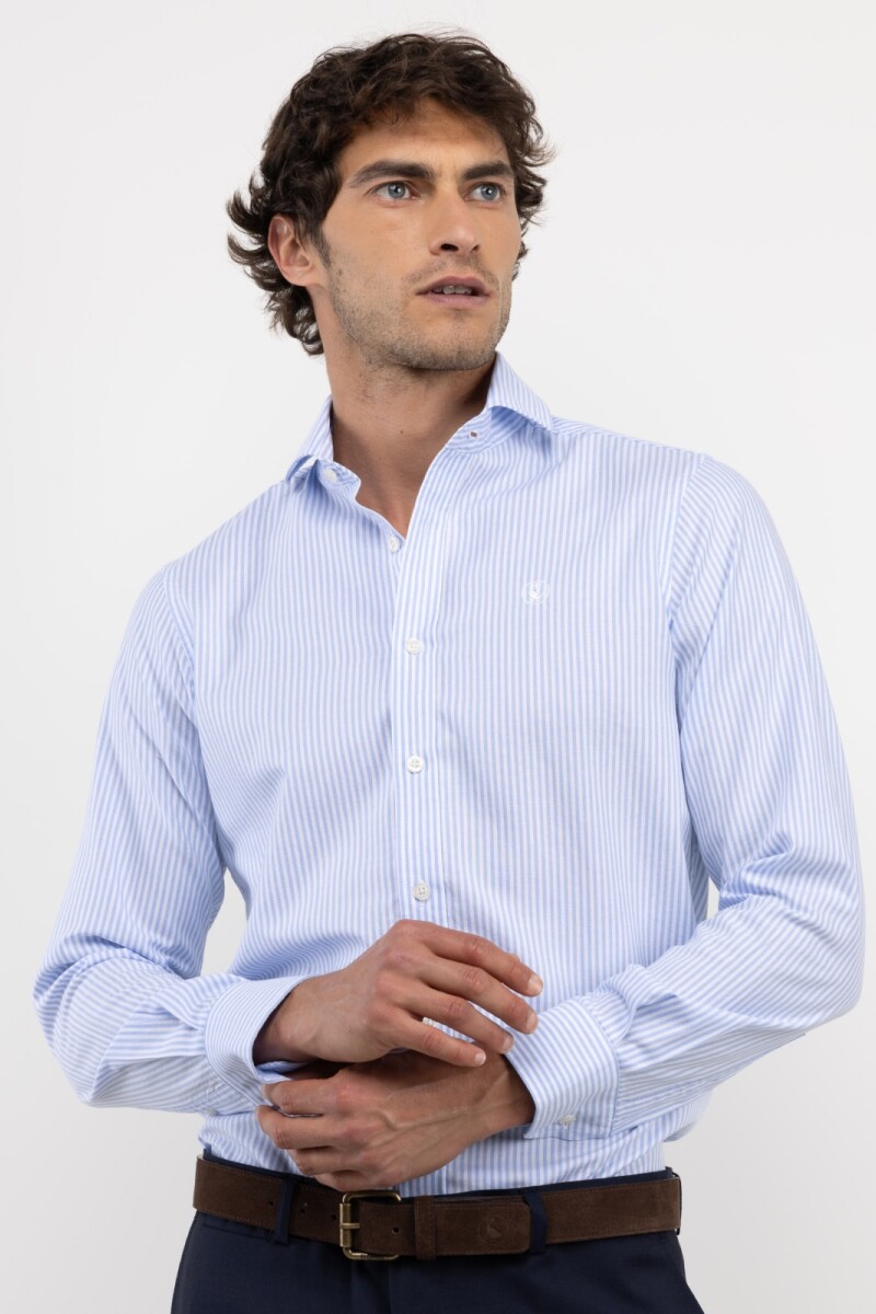 Camisa Pint Point Rayas Celeste y Blanca