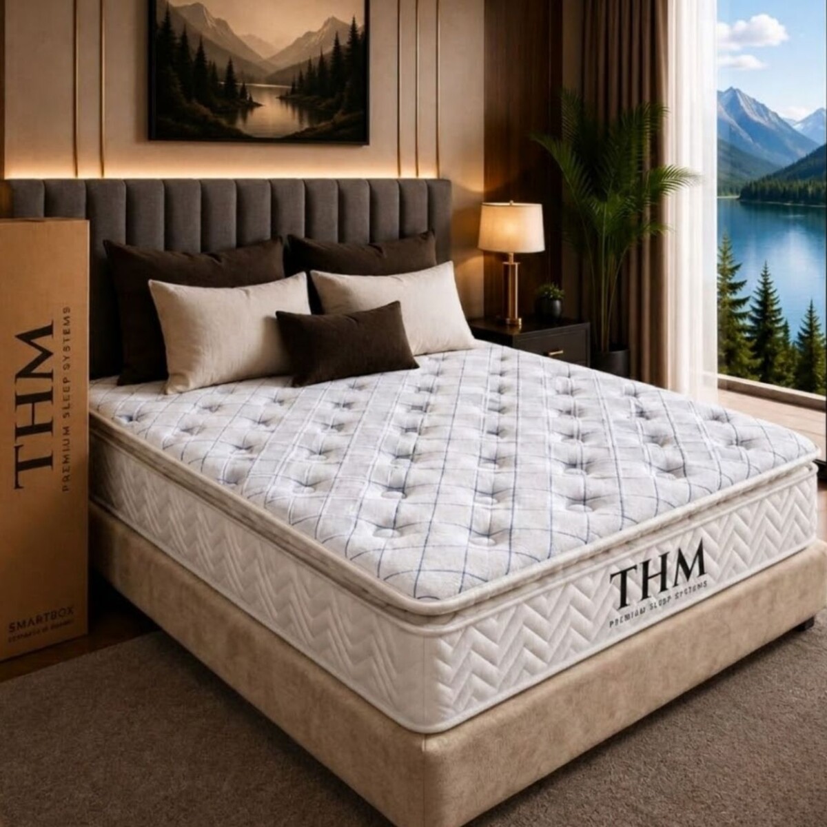 Sommier King Cama + Colchon HAMPTONS Hybrid Rhenium - Beige 
