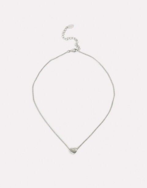Cadena Corta con Dije Cadena Con Corazón - Plateado Rodio