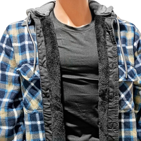 Campera Camisa Leñadora Cangurito Capucha Botones Verde