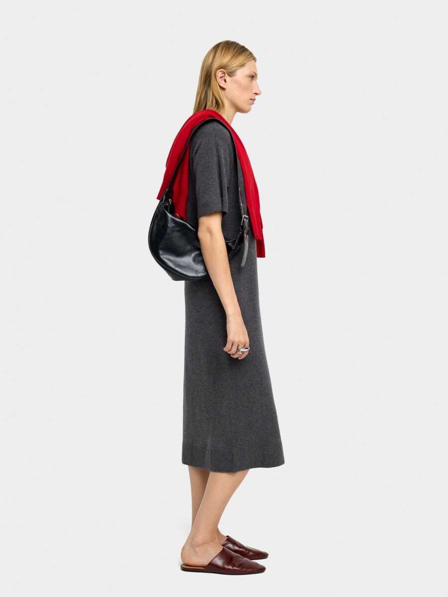 Vestido Midi De Punto gris