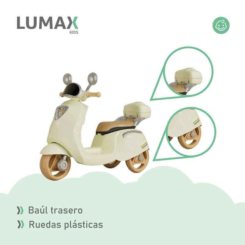 Moto Scooter a Batería Lumax Infantil Scooby Beige