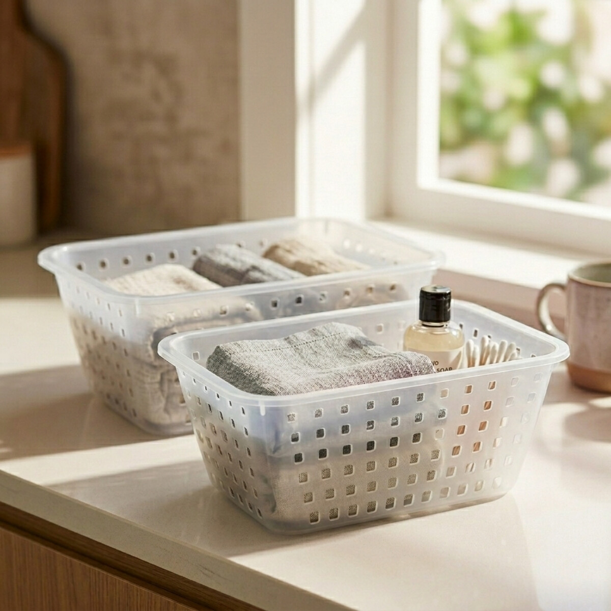 Set x2 Cestos extra grande 14 lts - TRANSPARENTE 