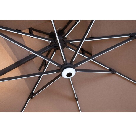 SOMBRILLA ALUMINIO 3*3M ALUMINIO NATURAL-BEIGE MUMBAI LED