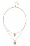 COLGANTE DE ALEACION DE METALES BAÑADO EN ORO 18K CON DOBLE CADENA Y TRIÁNGULO DE CRISTAL MULTICOLOR Colgante