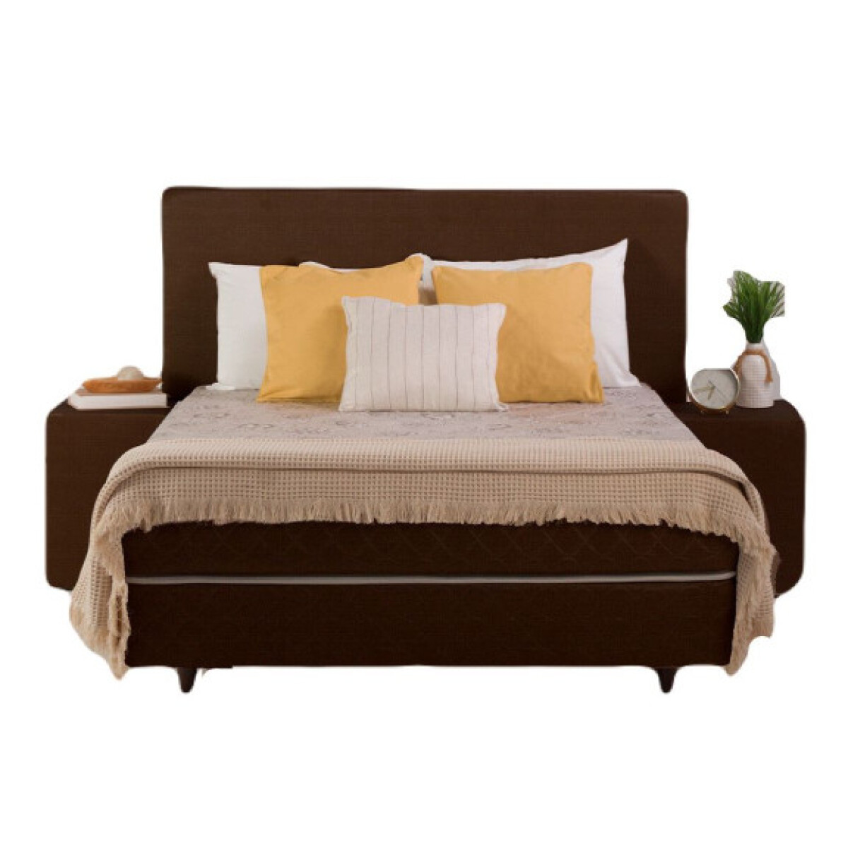Sommier Nogal Calma Base + Colchon + Cabecera 160x200 