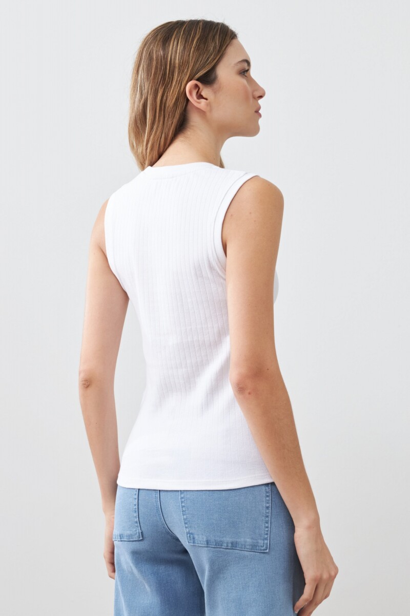 Top canalé blanco