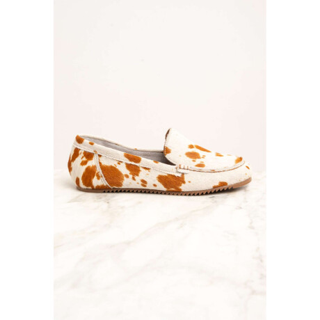 Mocasin Pelo Animal Print Vaca Camel