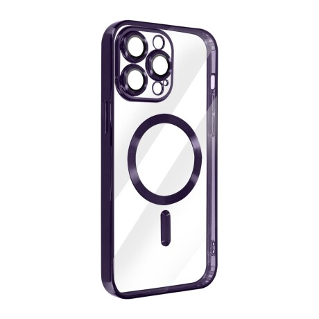 Case Transparente con Carga Inalambrica y Borde de Cromado Iphone 14 Pro Max Purple