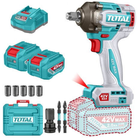 Llave De Impacto Inalámbrica 42v 1/2" 460Nm - 2 Baterías 2.0Ah, Cargador Y Maletín - Sin Carbones Llave De Impacto Inalámbrica 42v 1/2" 460Nm - 2 Baterías 2.0Ah, Cargador Y Maletín - Sin Carbones