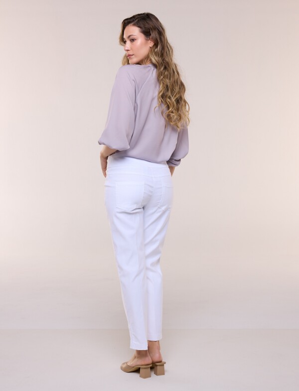 Pantalon Ankle Detalle De Encaje BLANCO