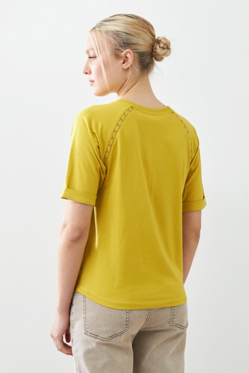 Remera manga raglán con vainillas pistacho
