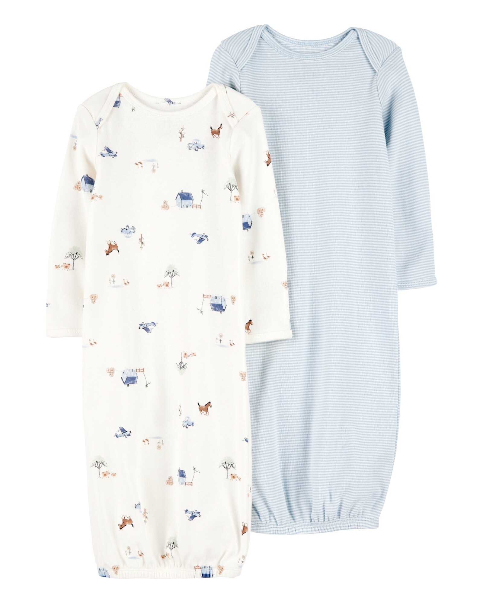 Pack dos bolsas de dormir de algodón, estampadas Sin color