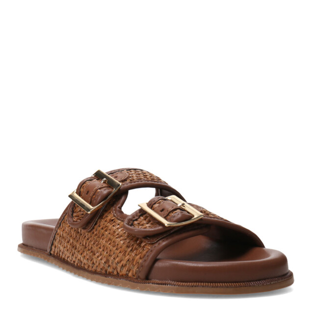 Sandalias de Mujer Bottero Baja Doble Hebilla Marrón Caramelo