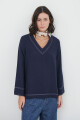 BLUSA ESCOTE V AZUL