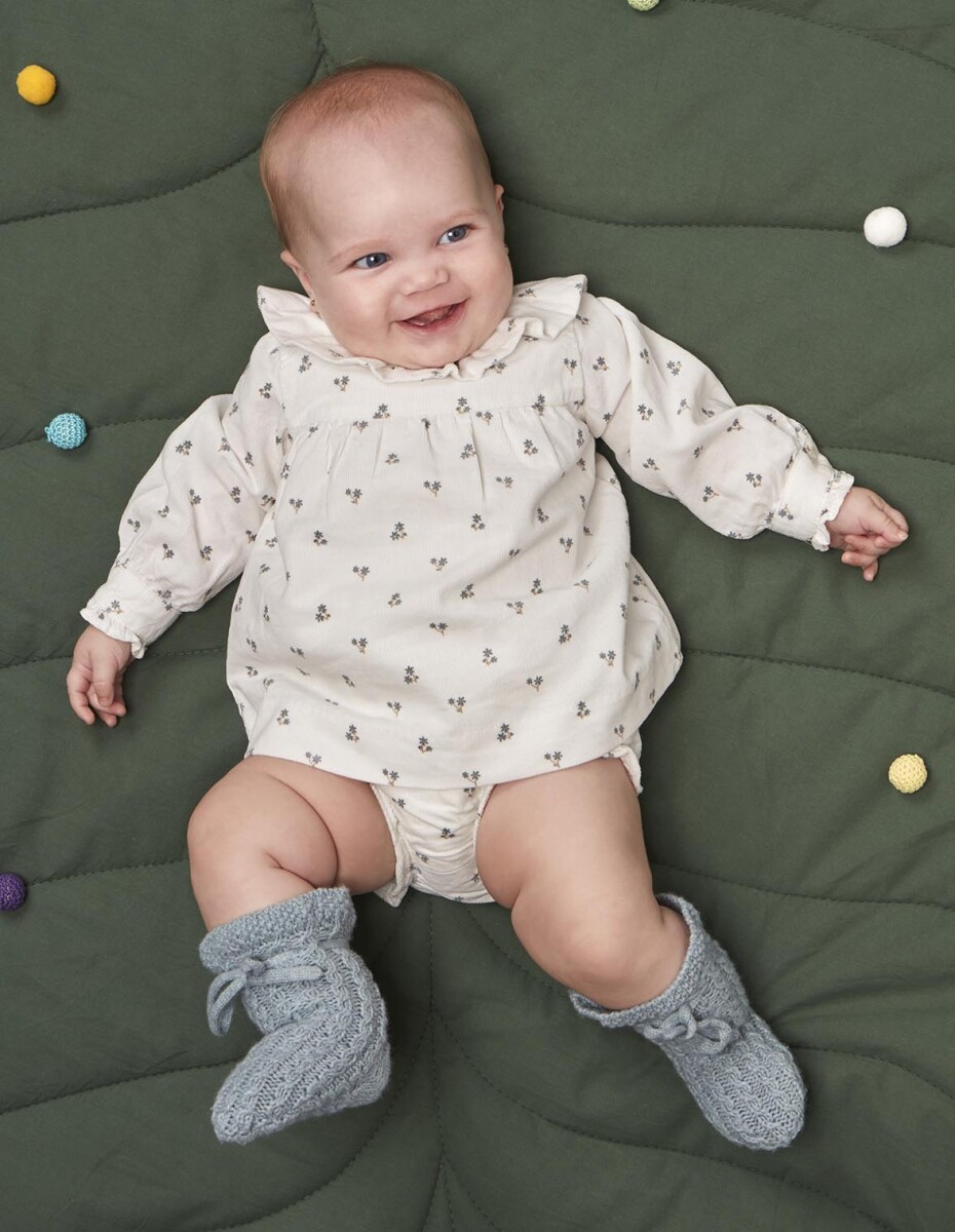 Vestido De Pana De Flores - Blanco Roto 