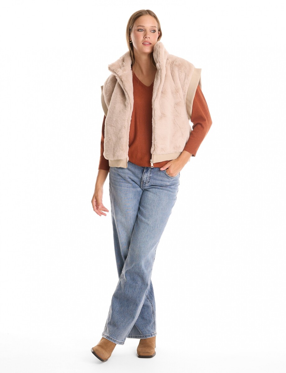 Chaleco Faux Fur - Beige 