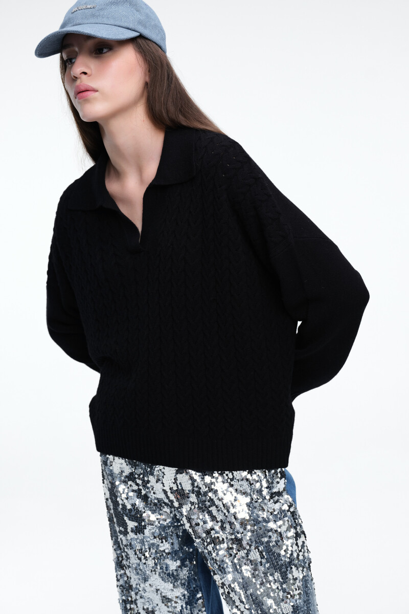 SWEATER TRENZAS Negro