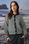 Cardigan rayado buttons negro
