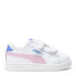 Championes Infantiles Puma Smash 3.0 Leather V Blanco - Rosa - Violeta Lavanda