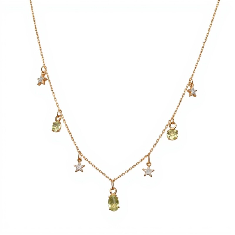 Conjunto Onam-Plata rodinada con micra de oro 18k - Piedra Peridoto y Topacio blanco-CJ2008 conpiedra